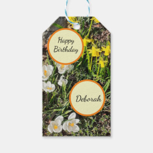 Etiquetas Para Regalos Cumpleaños de Daffodils y Crocus