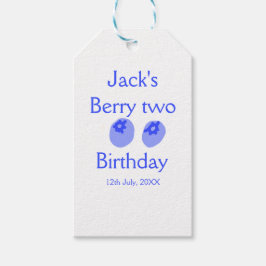 Etiquetas Para Regalos Cumpleaños de dos años azul bayas agregar nombre f