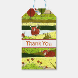 Etiquetas Para Regalos Cumpleaños de granja de vacas de las Highlands par