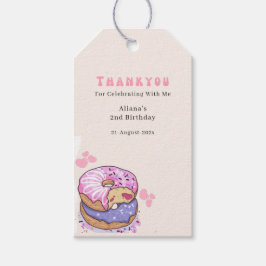 Etiquetas Para Regalos Cumpleaños de la chica del donut rosa dulce linda 