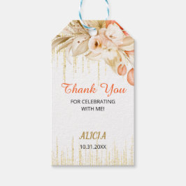 Etiquetas Para Regalos Cumpleaños de la flor Naranja amarillo de la caden