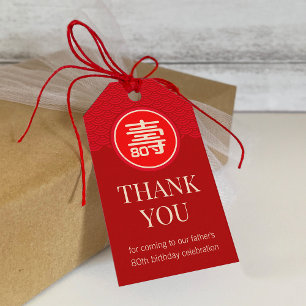 Etiquetas Para Regalos Cumpleaños de la "longevidad" china (RED)