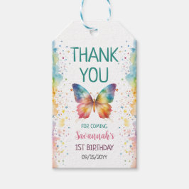 Etiquetas Para Regalos Cumpleaños de Mariposa Arcoíris