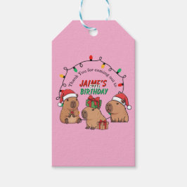Etiquetas Para Regalos Cumpleaños de Navidad rosa Capybara Holiday
