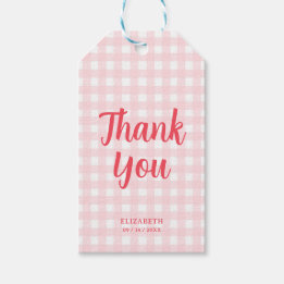 Etiquetas Para Regalos Cumpleaños de niña 1er Fresa Gingham Gracias