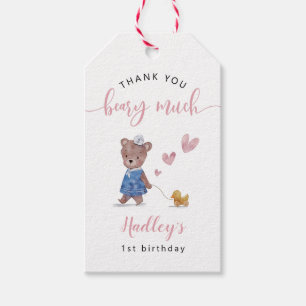Etiquetas Para Regalos Cumpleaños de niña con tema de osito de peluche ma