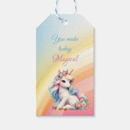 Etiquetas Para Regalos Cumpleaños de niña momento mágico unicornio arcoír