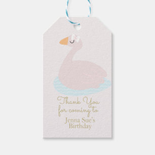 Etiquetas Para Regalos Cumpleaños de niñas con cisne lindo lazo rosa