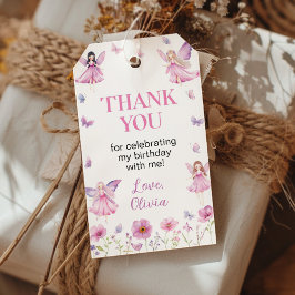 Etiquetas Para Regalos Cumpleaños de Pastel Hada Floral Agradecimiento