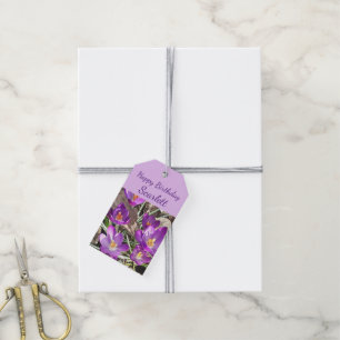 Etiquetas Para Regalos Cumpleaños de Purple Crocus