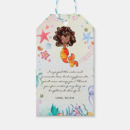 Etiquetas Para Regalos Cumpleaños de Sirena Afroamericana Gracias