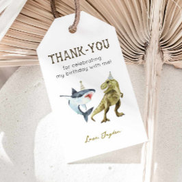 Etiquetas Para Regalos Cumpleaños de Tiburones y Dinosaurios Gracias