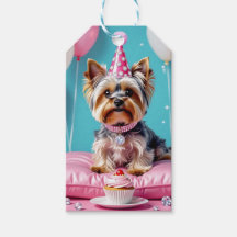 Cumpleaños de Yorkie Rosa Adorable Para y De