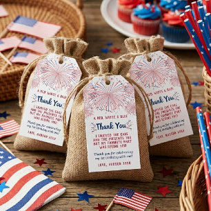 Etiquetas Para Regalos Cumpleaños del 4 de julio de Little Firecracker 1e