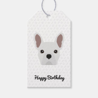 Etiquetas Para Regalos Cumpleaños del Bulldog francés blanco