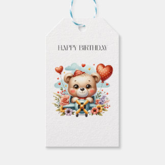Etiquetas Para Regalos Cumpleaños del piloto de osito de peluche