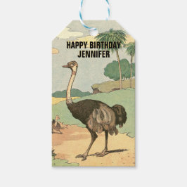 Etiquetas Para Regalos Cumpleaños del tema del zoológico de Ostrich
