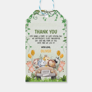 Etiquetas Para Regalos Cumpleaños del Zoológico Animal Safari 4 Gracias T
