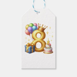 Etiquetas Para Regalos Cumpleaños dorado número 8