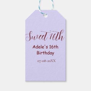 Etiquetas Para Regalos Cumpleaños dulce 16 nombre retro morado pastel mal