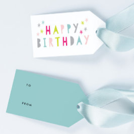 Etiquetas Para Regalos Cumpleaños Feliz Moderno y Colorido