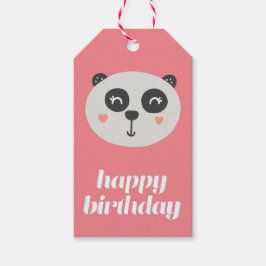 Etiquetas Para Regalos Cumpleaños feliz - Oso Panda lindo - Niños rosados
