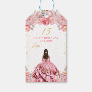 Etiquetas Para Regalos Cumpleaños Feliz Princesa Rosa Polvoriento Quincea