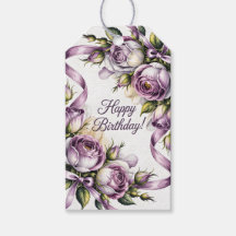 Cumpleaños Feliz Rosas Lilas Moradas Elegantes