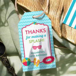 Etiquetas Para Regalos Cumpleaños Fiesta en la Piscina Agradecimiento Sal