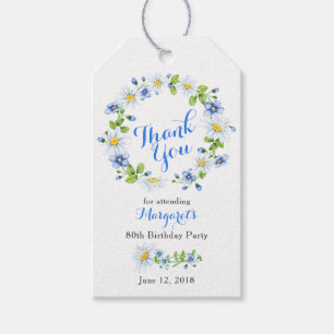 Etiquetas Para Regalos Cumpleaños floral azul de la margarita blanca el