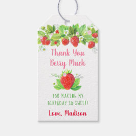 Etiquetas Para Regalos Cumpleaños Floral de fresa rosa