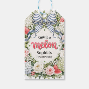 Etiquetas Para Regalos Cumpleaños floral de sandía Uno en un melón