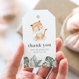 Etiquetas Para Regalos Cumpleaños Floral de Tigre Greenery