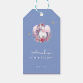 Etiquetas Para Regalos Cumpleaños Mágico Unicornio Rosa Oro Elegante