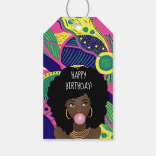Etiquetas Para Regalos Cumpleaños! Mujer negra, bblegum, colorido