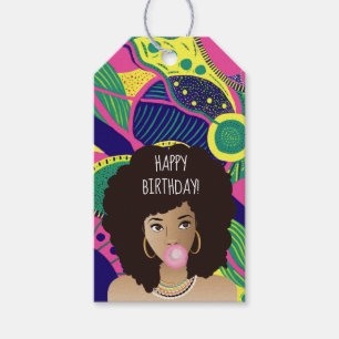 Etiquetas Para Regalos Cumpleaños! Mujer negra, bblegum, colorido