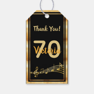 Etiquetas Para Regalos Cumpleaños music notes nombre oro negro gracias