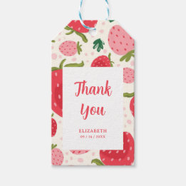Etiquetas Para Regalos Cumpleaños niña 1º Cumpleaños Rojo Rosa Fresa Grac
