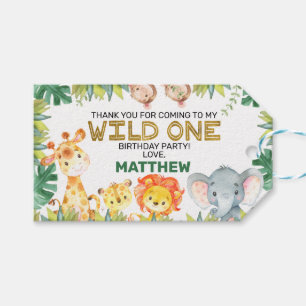 Etiquetas Para Regalos Cumpleaños Niños Foliage Wild One Safari Animales