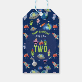 Etiquetas Para Regalos Cumpleaños Nombre Edad de Niños Monstruo Alien Esp