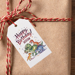 Etiquetas Para Regalos Cumpleaños personalizado de dinosaurio lindo