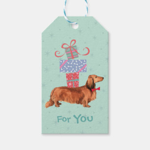 Etiquetas Para Regalos Cumpleaños presenta a Dachshund de cabello largo