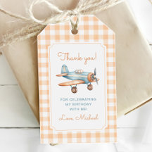 Cumpleaños Primero Avión Vuela Tiempo Gingham