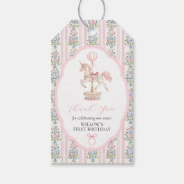 Etiquetas Para Regalos Cumpleaños primero Carousel Rosa