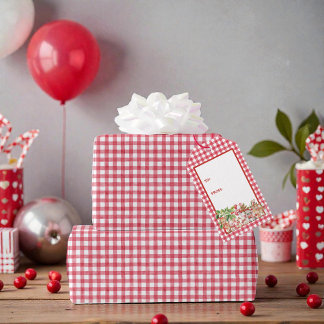 Etiquetas Para Regalos Cumpleaños primero de cereza de gingham rojo de be