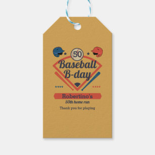 Etiquetas Para Regalos Cumpleaños Retro de Béisbol para Hombres de 50 año