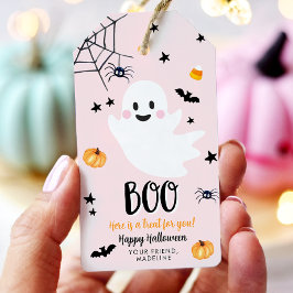 Etiquetas Para Regalos Cumpleaños rosa Spooktacular del fantasma lindo de