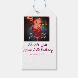 Etiquetas Para Regalos Cumpleaños sucio 30 agregar nombre rosa agregar fo