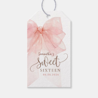 Etiquetas Para Regalos Cumpleaños Sweet 16 con lazo rosa