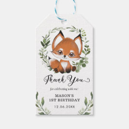 Etiquetas Para Regalos Curte Woodland Fox Greenery Birthday Favor